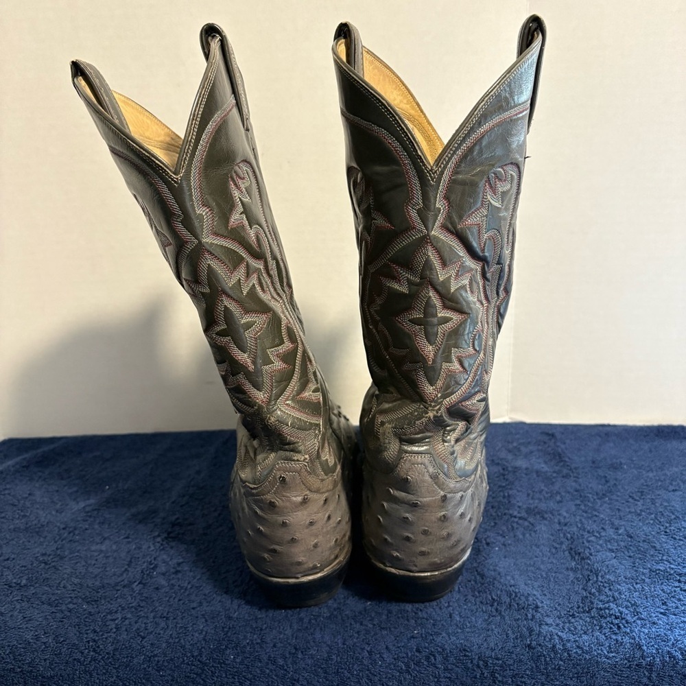 Vintage Tony Lama El Rey Gray Full Quill Ostrich Cowboy Boots Leather Mens 9.5 E - Picture 3 of 8